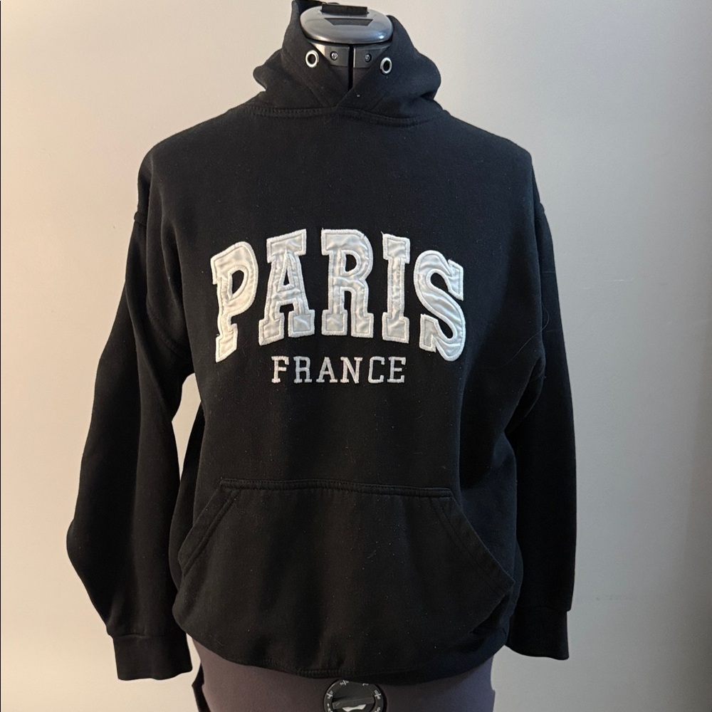 Paris France Women's Black Hoodie Sweatshirt